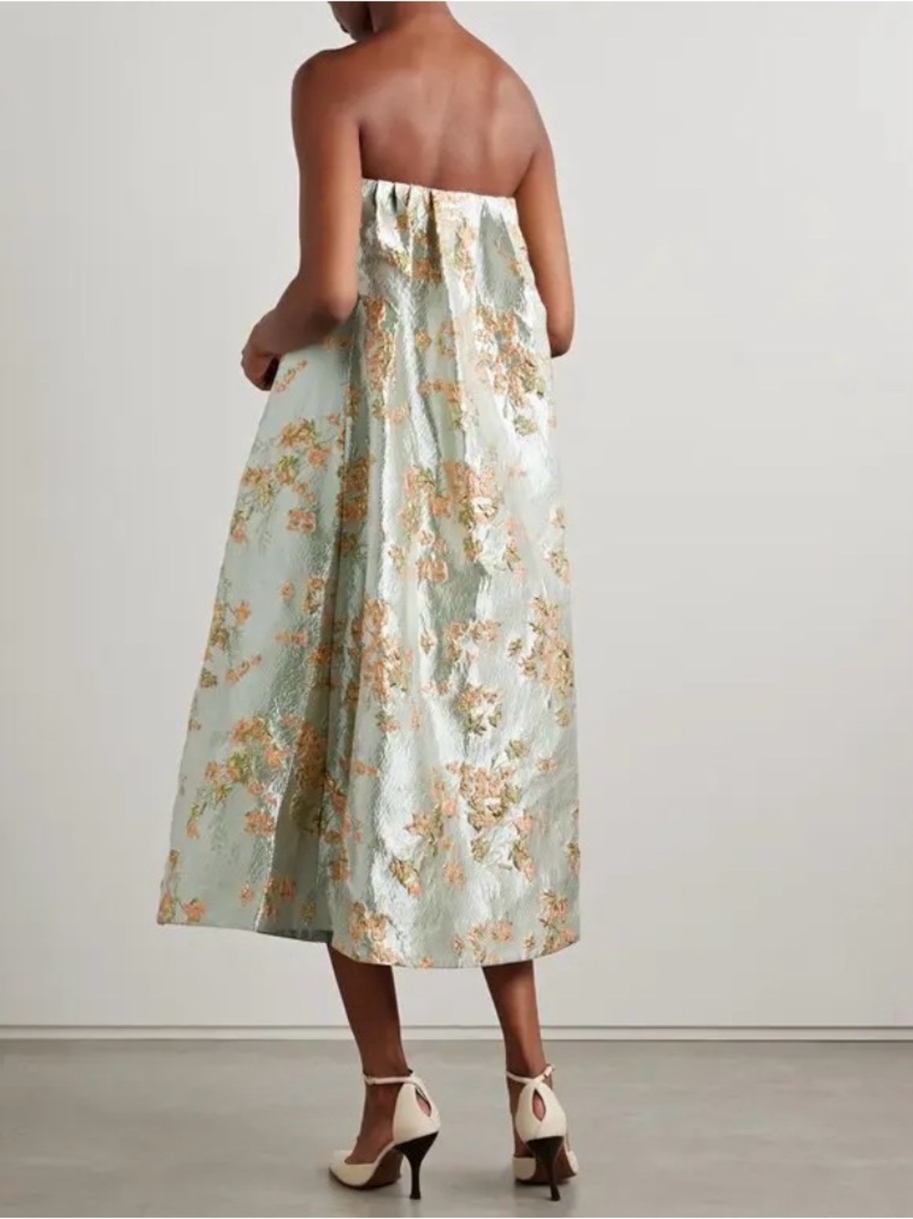 STAUD Kennedy Strapless Brocade Midi Dress size 8. - Picture 5 of 17